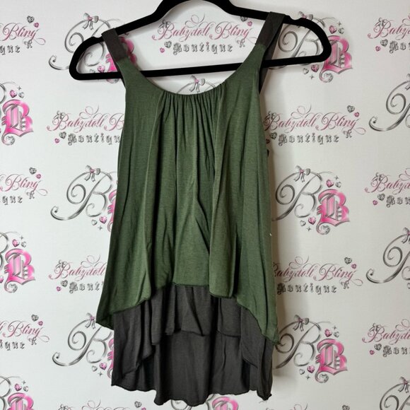 Amadi Tops - Amadi tank top ruffle dual tier flowy Stylish Green Black shirt Anthropologie